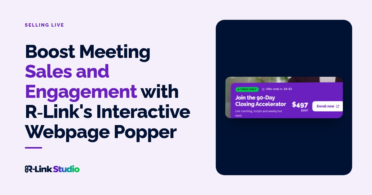 Cover image with the title: Boost Meeting Sales and Engagement with R-Link's Interactive Webpage Popper