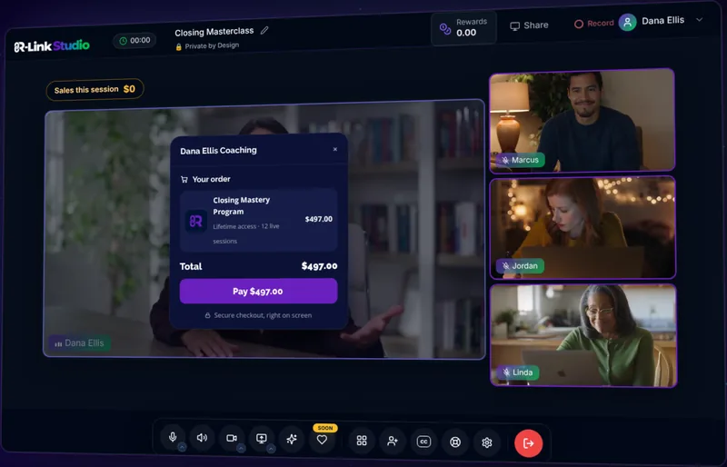 R-Link Studio with a checkout element on screen