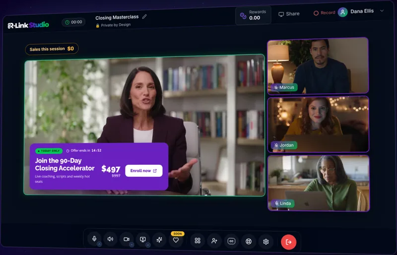 R-Link Studio with a call to action element on screen