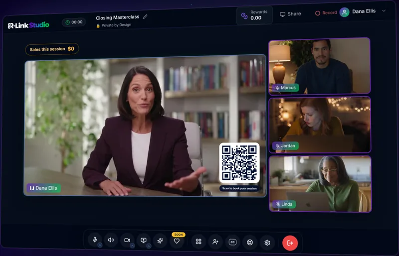 R-Link Studio with a qr code element on screen
